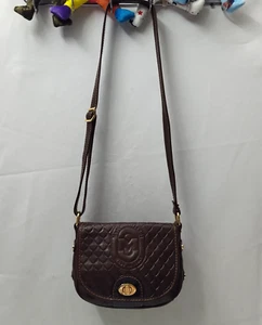 Marino Orlandi Brown Leather Turnlock Flap Closure Crossbody Bag - Picture 1 of 19