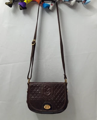 Bolso Bandolera Marino Orlandi Cuero Marrón Cierre Giratorio Solapa Foto 1 de 4