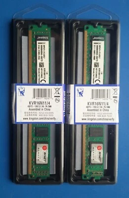 2X 4 GB 8GB DDR3 1600 MHz KINGSTON 2 BANCHI DI MEMORIA RAM 1,5V DIMM PC3 DESKTOP - Immagine 1 di 4