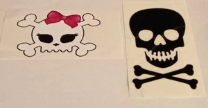 2 x skull (man & lady) Halloween car bumper sticker van caravan - Picture 1 of 1