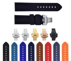 22MM-24MM RUBBER DIVER STRAP BAND DEPLOYMENT CLASP BUCKLE FOR PANERAI - Picture 1 of 46