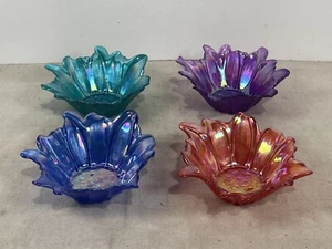 Akcam Turkish Iridescent Tulip Multi Color Blue Green Purple Bowl/Dish Set Of 4 - Picture 1 of 11