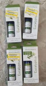 4 Pack SpaRoom Invigorate 100% Pure Essential Oil Eucalyptus 0.33 fl oz (10 mL) - Picture 1 of 6