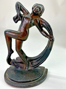 Vintage Art Deco Jugendstil Tanzender Akt Dame Figural Bronzefarben Gusseisen - Bild 1 von 11