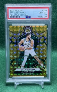 2023-24 Panini Mosaic Yellow Reactive Jayson Tatum #284 PSA GEM MT 10 - Picture 1 of 5