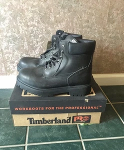 Timberland Pro Series Black Leather 6” Steel Toe Work Boots, 9.5M - Picture 1 of 8