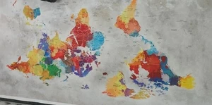 Political World Map - Vibrant and Durable Wall Art 30" X 65" Canvas  - Picture 1 of 2