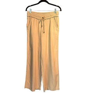Pantalones Honestee Mezcla de Lino Talla Mediana Caqui Claro Atemporal Clásicos Geniales Cómodos - Imagen 1 de 9