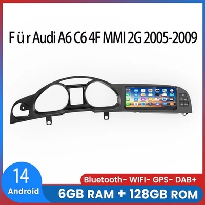 Autoradio Android14 CarPlay Für AUDI A6 C6 2010-2012 Navi Wifi SWC 4G NET MMI 2G - Bild 1 von 4