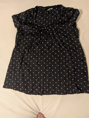 Duo Maternity Black Blouse With Pink Polka Dots - Image 1 of 4