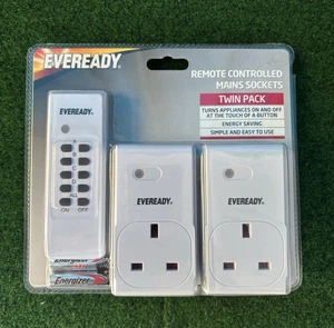 EVEREADY Remote Controlled Mains Sockets Twin Pack, New , Sealed - Picture 1 of 2