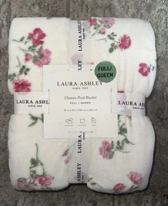 LAURA ASHLEY Roses Floral Blanket 90x90 Full QUEEN Cottage/ Farmhouse - Picture 1 of 2