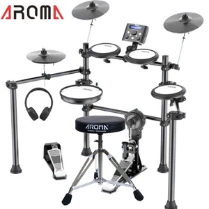8 Piece Electric Electronic Drum Set Kit Mesh Heads Stool Headphones Aroma TDX21 - Picture 1 of 3