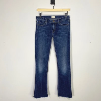 MOTHER The Runaway Jeans Women's Size 26 Flare Cropped Raw Hem Blue Denim - Image 1 of 4