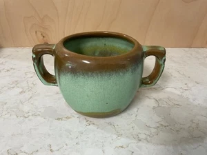 Vintage Frankoma Sugar Bowl 5B Handles Green & Brown, USA - Picture 1 of 8