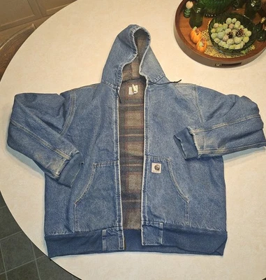 Винтажная мужская высокая джинсовая куртка Carhartt XL J08 DST с подкладкой как можно скорее Rocky Y2K - Изображение 1 из 4