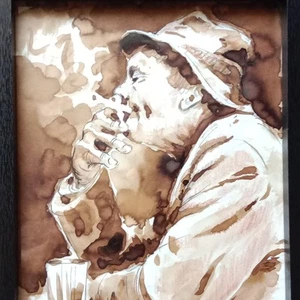 Portrait Homme Dessin Encre Original 20e Siècle Cadre Moderne - Picture 1 of 11