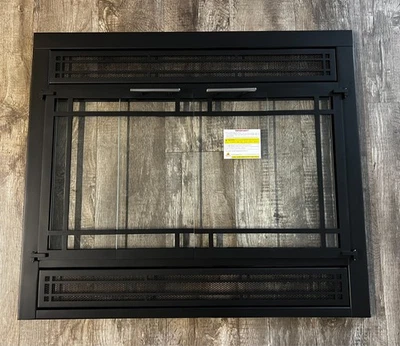 Stoll Prefab Glass Fireplace Reface Kit Satin Black Bi-Fold Doors  36" x 31" - Image 1 of 4