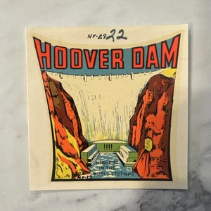 Vintage 1950er/60er Jahre "Hoover Dam" Vegas Reiseaufkleber - 3" x 2,5" Neu aus altem Lagerbestand Wasserrutsche - Bild 1 von 1