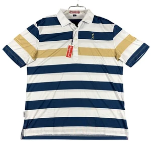 Camisa Polo Pan de Azúcar Para Hombres Grande Azul Blanco Tostado Rayas Deporte Bolsillo Golf Elastizada - Imagen 1 de 10