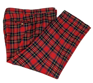 Pantaloni da vacanza BILLS KHAKIS lana tartan a quadri rossi a quadri taglia 44 x 30 made in USA M1P - Foto 1 di 6