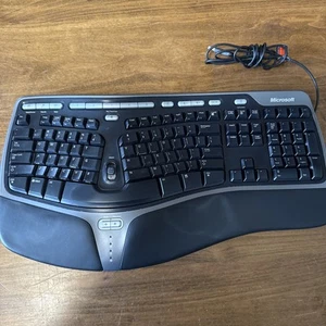 Microsoft Natural Ergonomic Keyboard 4000 v1.0 KU-0462 w/ riser USB Wired Tested - Picture 1 of 8