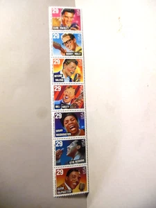 SCOTT STAMP #2724-2730 29 CENT ROCK 'N ROLL / RHYTHM & BLUES SINGERS STRIP OF 7 - Picture 1 of 1