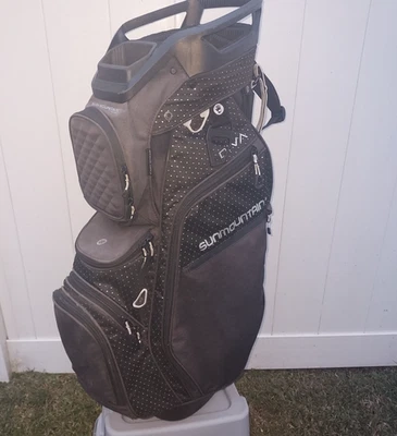 Carro de golf Sun Mountain para mujer Diva bolsa 14 vías 8 bolsillos cubierta de lluvia negro diamante Foto 1 de 4