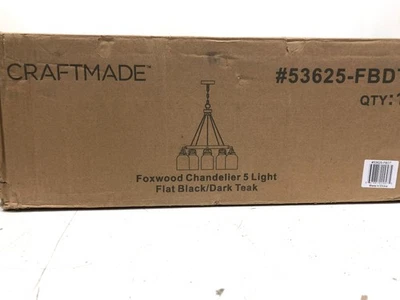 Craftmade Foxwood 5-Light Black/Dark Teak Chandelier Clear Glass - Image 1 of 3