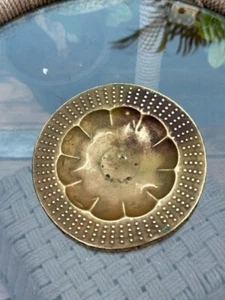 1890's Ancient Old Rare Brass Hand Carved Floral Plate - Picture 1 of 8