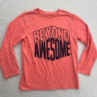 The Children's Place Shirt Youth Boy's Salmon Size M Medium "Beyond Awesome" - Image 1 of 4