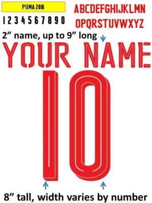 HANDMADE GLI AZZURRI 2016 IRON ON heat press transfer numbers for soccer jersey