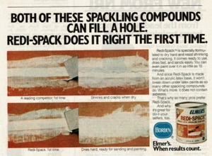 1977 Vintage Print Ad Borden Elmer's Redi-Spack Acrylic Latex Spackling Compound - Picture 1 of 2