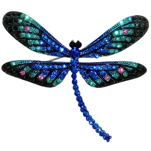 RUCINNI Dragonfly Brooch/Pendant Preciosa Czech Crystal Silver Plated (30131DBL) - Picture 1 of 3