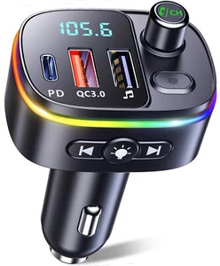 Bluetooth Adapter Auto PD 18W&QC3.0 FM Transmitter Auto 9 RGB Beleuchtungsmod... - Bild 1 von 7
