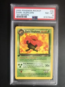 Pokemon 2000 WOTC 1st Edition Team Rocket Dark Vileplume Rare 30/82 PSA 8 NM-MT - Picture 1 of 4