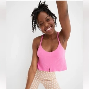 NWT Aerie Pink Ribbed Cropped Bralette Top XL - Picture 1 of 10