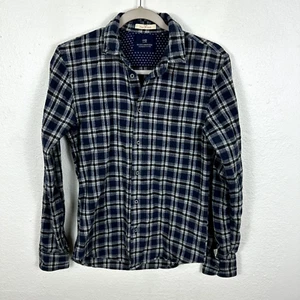 Franela a Cuadros Azul Scotch & Soda Abotonada Manga Larga Adulto Hombre S Mezcla de Lino - Imagen 1 de 8