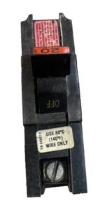 FPE/NA120/20A/1P/120V/FEDERAL PACIFIC/FULL SIZE/TYPE NA/ BREAKER/USE380(L266) - Picture 1 of 8