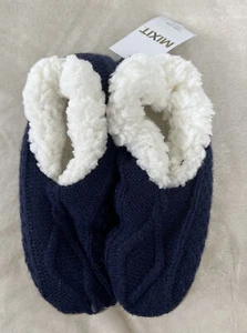 MIXIT KUSCHELIGE FLAUSCHIGE INNEN HAUSSCHUHE 1 PAAR S/M blau fester Griff - Bild 1 von 4