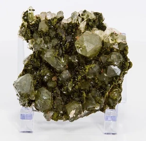 Green Epidote and Quartz Crystal Cluster Hakkari Turkey 79mm 115g H2100 - Picture 1 of 16