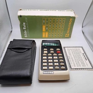 Vintage Qualitron 1444 Electronic Slide Rule Calculator +Box +Case Tested Works - Picture 1 of 17