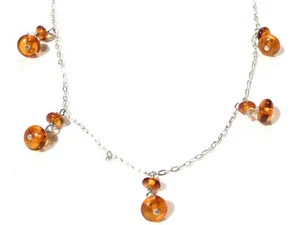 Bijou argent 925 collier breloques perles lucite necklace - Picture 1 of 2