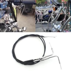 Black Steel Throttle Cable Wire Fit For Harley FLH FLT FXD FLST FXST 1996-2010 - Picture 1 of 15