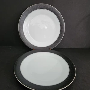 Mirano 6878 by Noritake 10 1/2" Dinner Plates Set Of 2, Silver Trim - Picture 1 of 9
