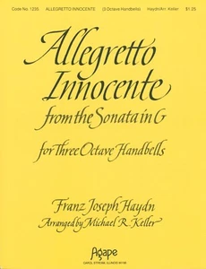 Allegretto Innocente Sheet Music 3 Octave Handbells 1986 Haydn Keller Agape 1235 - Picture 1 of 3
