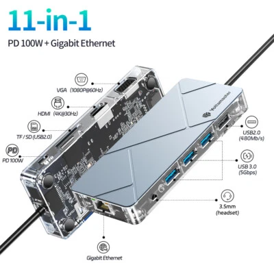 Yottamaster Multiport USB C Hub Adapter HDMI 4K USB 3.0 Micro SD für PC Macbook - Bild 1 von 4