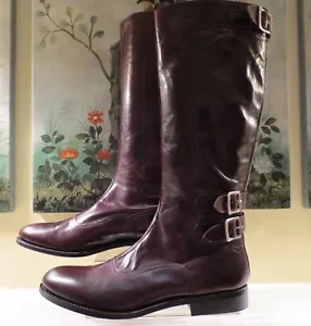 NWB WOMENS AUTHENTIC PAUL SMITH TALL ZIP KINGS BURGUNDY PURPLE STING BOOTS 41/11 - Picture 1 of 9