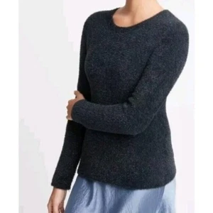 Vince Metallic Eyelash Pullover Wool Cashmere Sweater Black Size Large - Picture 1 of 8