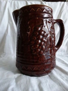 Star Stoneware Crooksville Ohio Brown 72 oz. Grape Trellis Jug EUC - Picture 1 of 12
